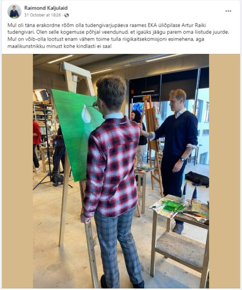 Raimond Kaljulaidi Facebooki postitus